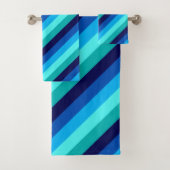 Icy Blue Blauwgroen strepen badhanddoek set Bad Handdoek (Insitu)