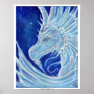 Icy Blue Dragon poster print van Renee Lavoie
