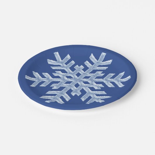 Icy Blue Frozen Snowflake Frosty Winter Kerstmis Papieren Bordje (Gekanteld)