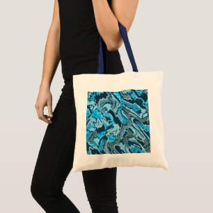 Icy Blue Marked Abstract Tote Bag