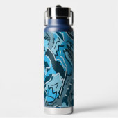 Icy Blue Marked Abstract Waterfles (Voorkant)