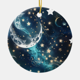 Icy Blue Moon Phases Keramisch Ornament