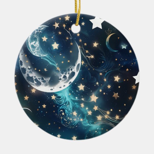 Icy Blue Moon Phases Keramisch Ornament (Voorkant)