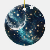 Icy Blue Moon Phases Keramisch Ornament (Achterkant)