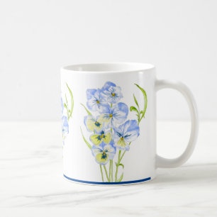 Icy Blue Pansies op een klassieke Mok (11 oz.)