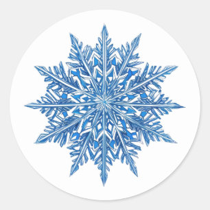 Icy Blue Snowflake Ronde Sticker
