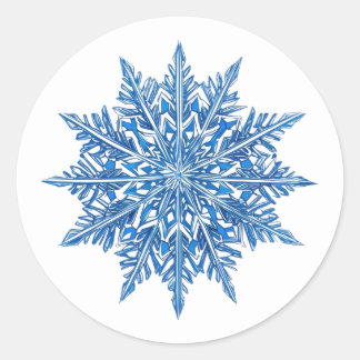 Icy Blue Snowflake Ronde Sticker