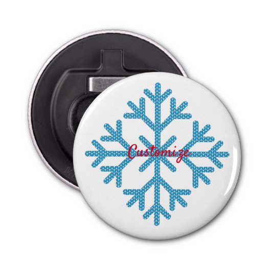 Icy Blue Snowflake Thunder_Cove Button Flesopener (Voorkant)