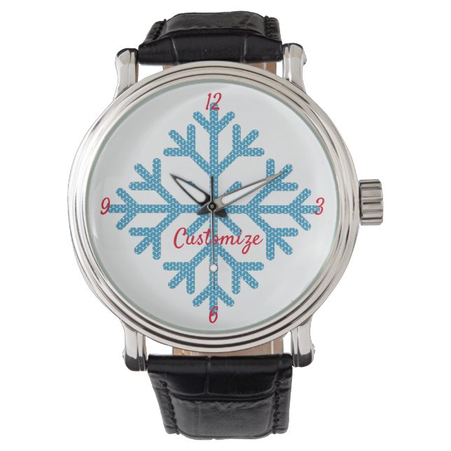 Icy Blue Snowflake Thunder_Cove Horloge (Voorkant)