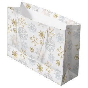 Icy Blue Snowflake Winter Gift Bag Groot Cadeauzakje