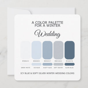 Icy Blue Soft Silver Winter Bruiloft Palettekaart Kaart