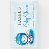 Icy Blue Winterpinguïn Vis Baby shower Spandoek (Verticaal)