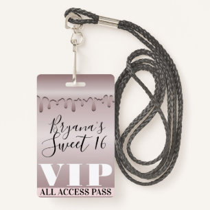 Icy Blush Roos Gold Pink Sweet 16 Zestien VIP Badge