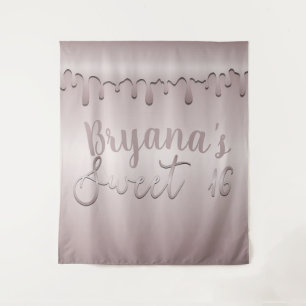 Icy Blush Roze Goud Roze Drip Sweet 16 Zestien Wandkleed