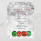 Icy Branches Holiday Custom Dinner Menu Sjabloon (Voorkant / Achterkant)