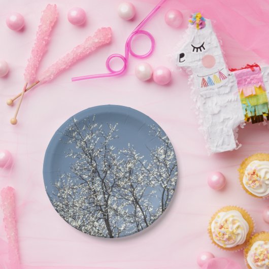 Icy Branches in Winter Blue Sky Papieren Bordje (Feest)