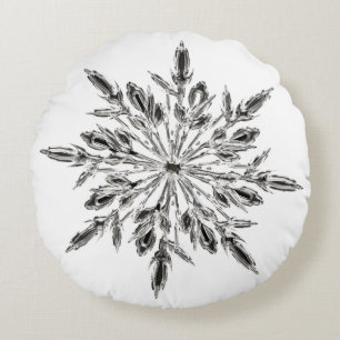 Icy Crystal Snowflake Rond Kussen