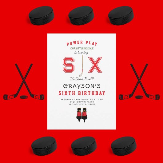 Icy Hockey 6e anniversaire Invitation