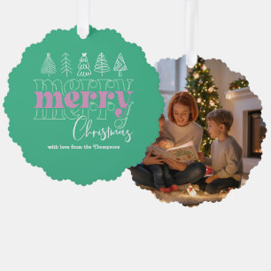 Icy Mint Scribbles Merry Christmas Keepsake Ornament Kaart