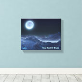 Icy Planet, Frozen Moon Canvas Afdruk (Insitu (Houten vloer))
