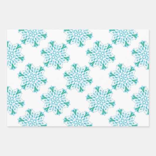 Icy Snowflake Wrapping Paper Sheets (Voorkant)
