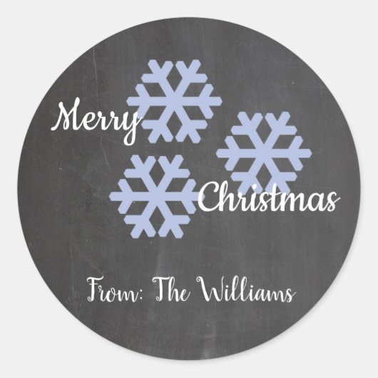 Icy Snowflakes Chalkboard Ronde Sticker (Voorkant)