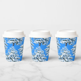 Icy Tree Dreams Snowy Forest Papieren Bekers