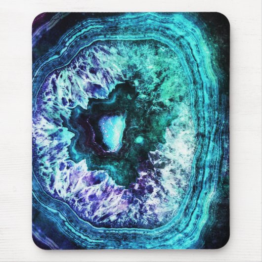 Icy Turquoise en Paarse Geode Crystal Muismat (Voorkant)