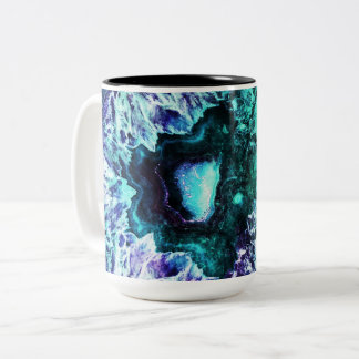  Icy Turquoise en Paarse Geode Crystal Tweekleurige Koffiemok
