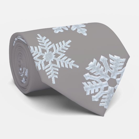 Icy White Frozen Snowflake Elegant kergrijs Stropdas (Opgerold)