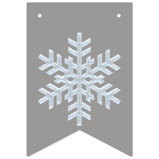 Icy White Frozen Snowflake Elegant kergrijs Vlaggetjes (Eerste vlag)