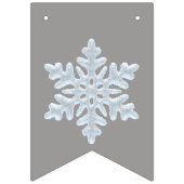 Icy White Frozen Snowflake Elegant kergrijs Vlaggetjes (Derde vlag)
