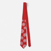 Icy White Snowflake op Cozy Warm Red Kerstmis Stropdas (Voorkant)