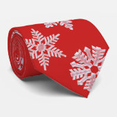 Icy White Snowflake op Cozy Warm Red Kerstmis Stropdas (Opgerold)