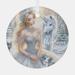 Icy Winter Bride Kerstversiering Glas Ornament