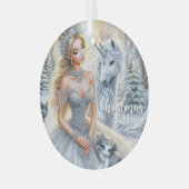Icy Winter Bride Kerstversiering Glas Ornament (Voorkant links)