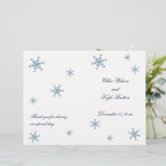Icy Winter Snowflake Wedding Programme (Debout devant)