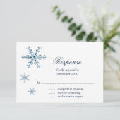 Icy Winter Snowflake Wedding RSVP Kaartje (Staand voorkant)