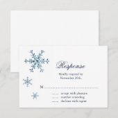 Icy Winter Snowflake Wedding RSVP Kaartje (Voorkant / Achterkant)