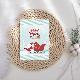 Icy Wonderland Santa and Sleigh Feestdagen Kaart