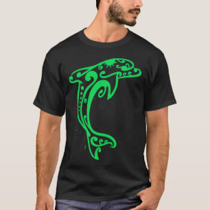id54-6 groene dolfijn vis, schattige dolfijn vis, t-shirt