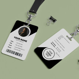 ID Barcode Medewerker Foto Zwart Modern Minimal Badge
