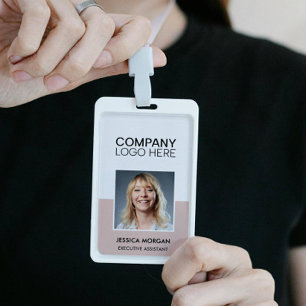 ID BEDRIJF LOGO WERKNEMER FOTO BLUSH ROZE BADGE