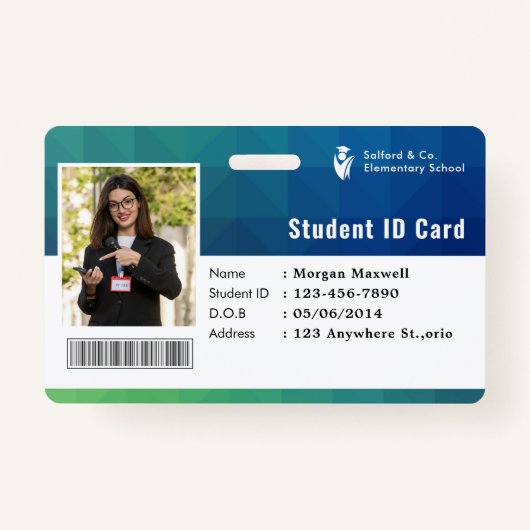 ID Card Badge Modern Business Student Photo (Voorkant)