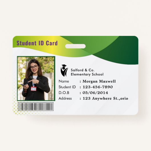 ID Card Badge Modern Business Student Photo (Voorkant)