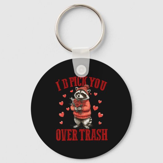 I'd Ck You Over Trash Funny Raccoon Retro Valentin Sleutelhanger (Voorkant)