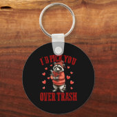 I'd Ck You Over Trash Funny Raccoon Retro Valentin Sleutelhanger (Voorkant)