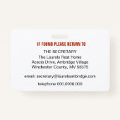 ID-code werknemer, functieteken en foto's Logo Badge (Achterkant)