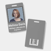 ID de l'employé Badge en acier gris conception ver (Avant & arrière)