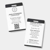 ID de l'employé de l'événement Logo Code QR Badge (Avant & arrière)